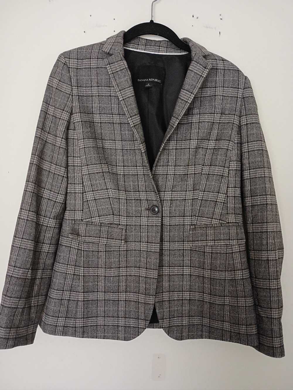 Banana Republic Brown Plaid Wool Single Breasted Blazer Size 2